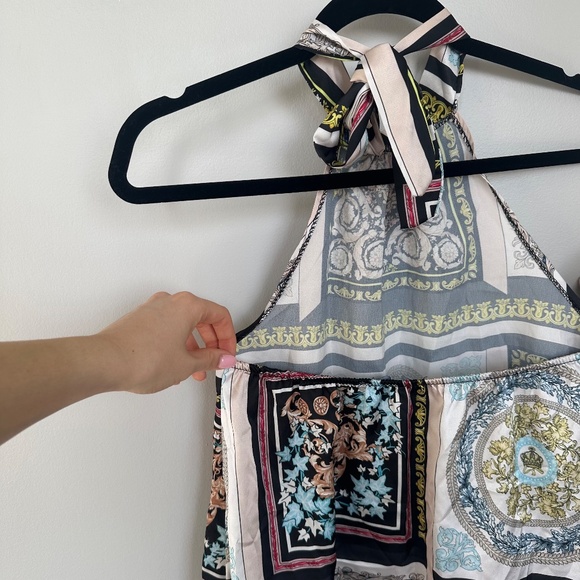 boohoo Scarf Print Open Back Blouse (XS) - Picture 2 of 5